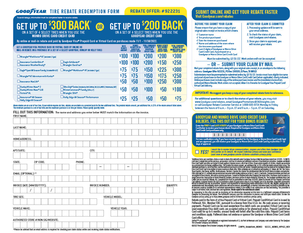 Kelly Tire Rebate Form