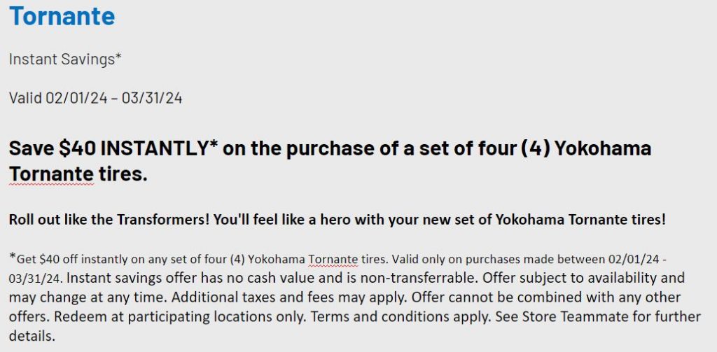 Yokohama Transformers Rebate CarX