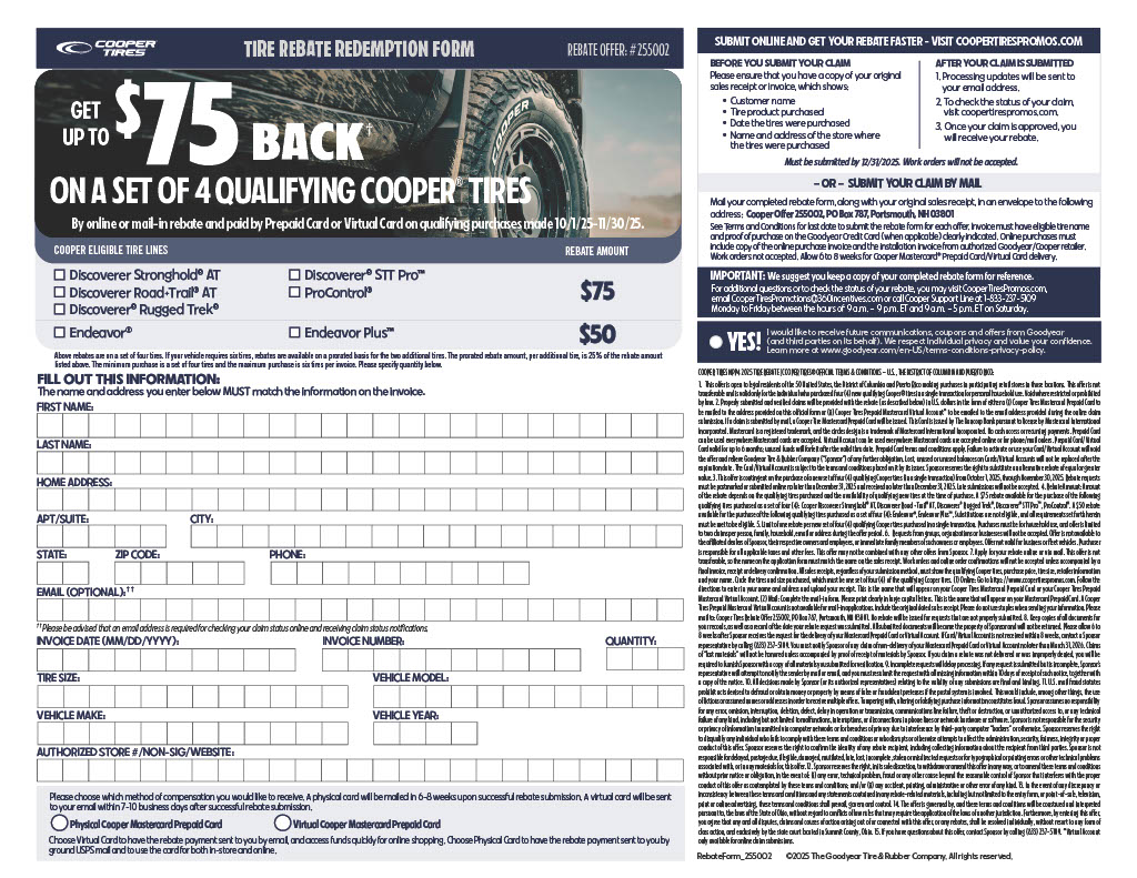 Cooper Tire rebate