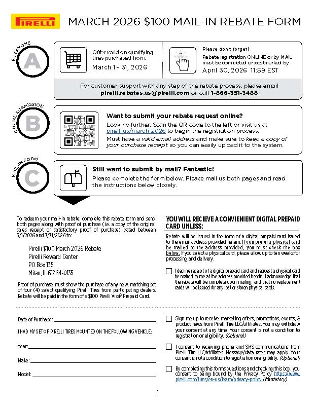 Pirelli Tire Rebate