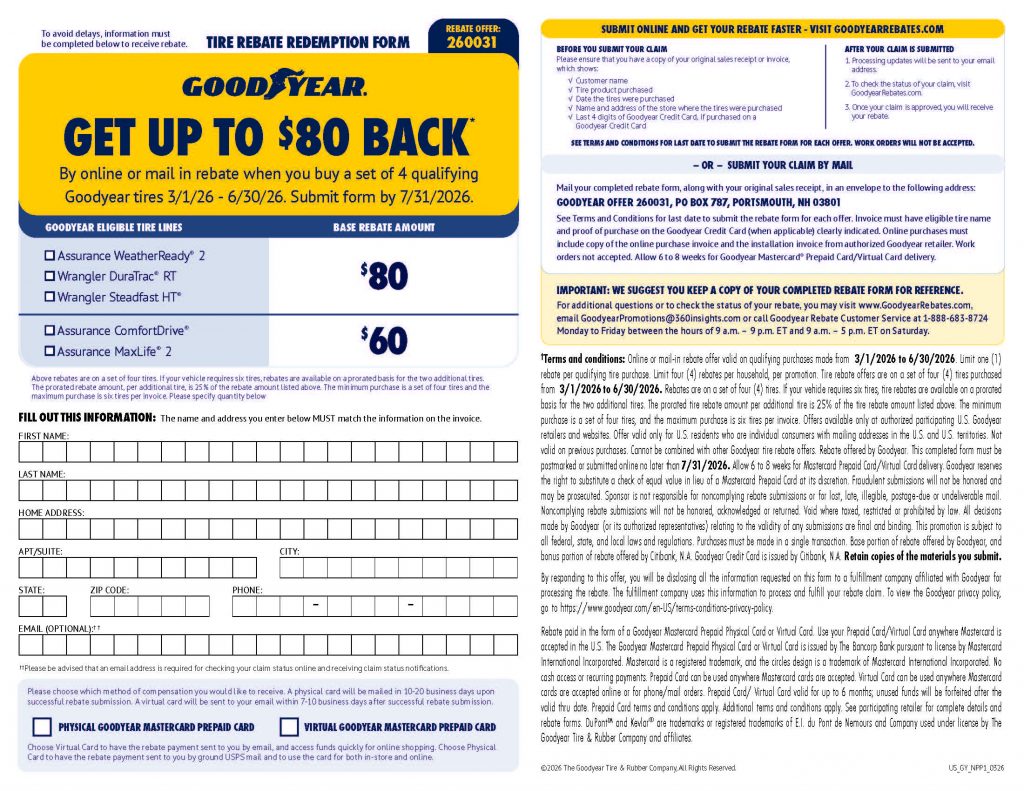 Goodyear Tire Rebate